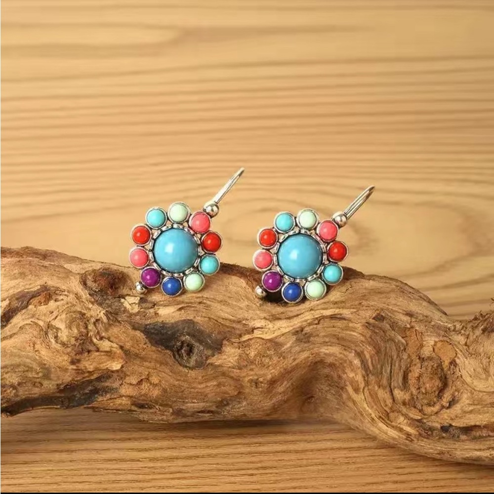 Multicolor Gemstone Silver Earrings - image 5